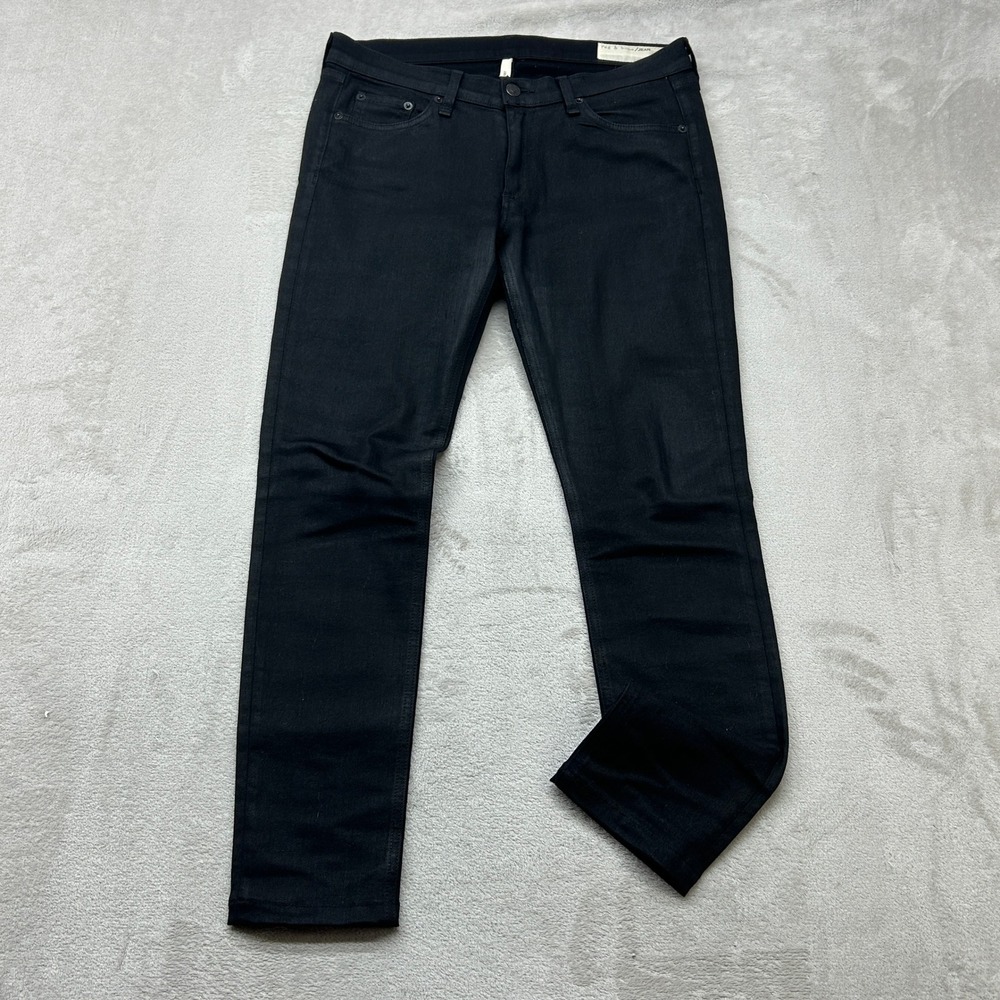 Rag & Bone Skinny Jeans Womens 30 Black Coated Waxed Edgy Sleek Streetwear Denim